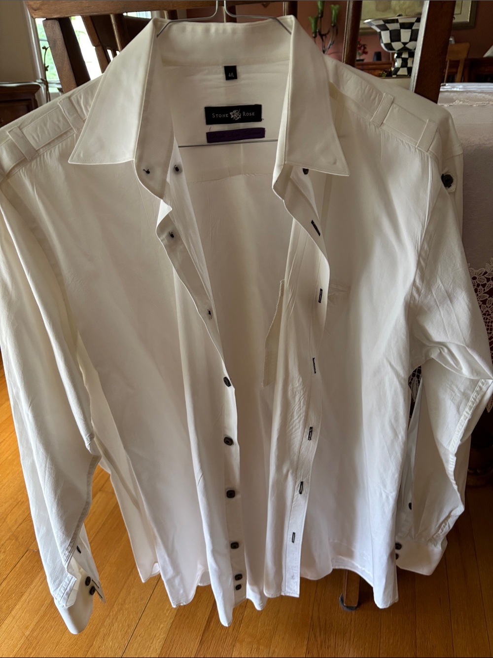 Stone Rose Ivory Dress Shirt with Dark Buttons